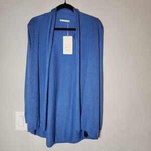 NWT Zara Blue Open‎ Front Lightweight Knit Cardigan Soft Stretchy Size Medium